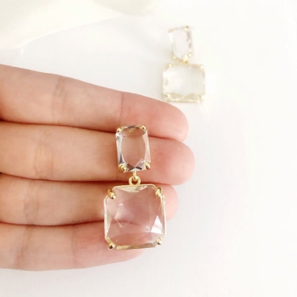 Crystal square drop earrings - Picture 5 of 5